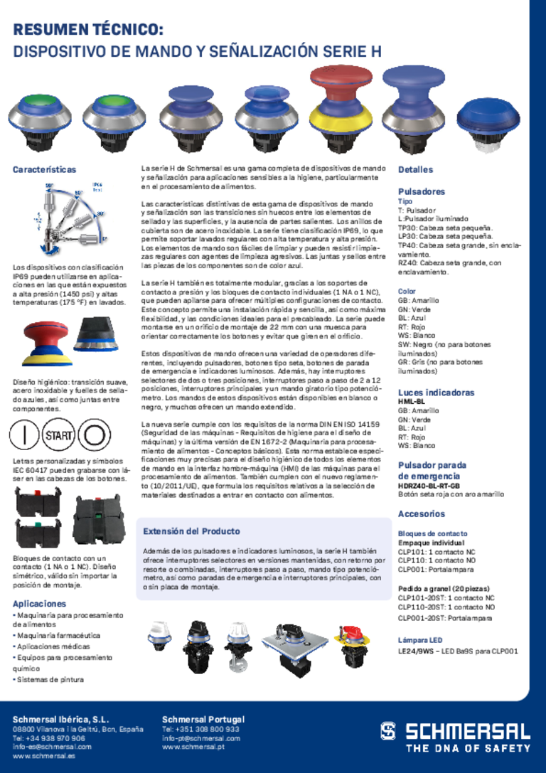 Ilustración de la serie H de dispositivos de mando de Schmersal