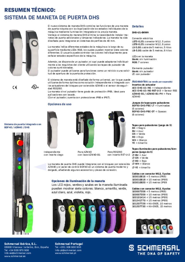 Ilustración del sistema de manillas de puerta DHS de Schmersal
